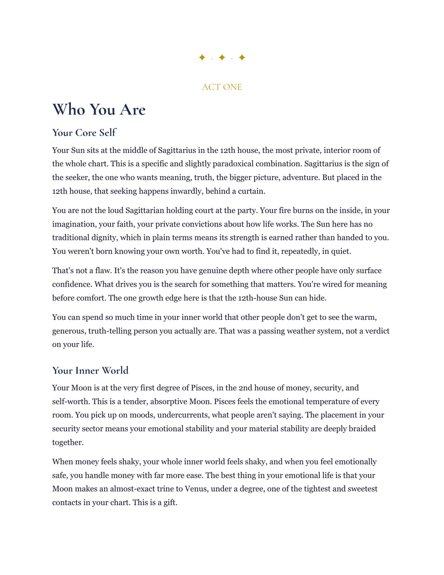 Act one of the sample reading, Who You Are